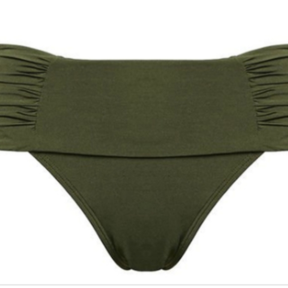 Panache fold down waist, full back bikini bottom. Khaki green. Multiple sizes. - Picture 5 of 5